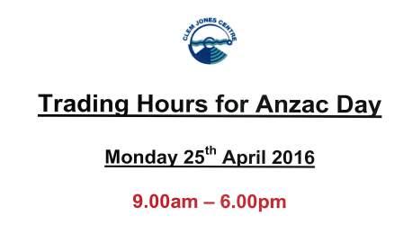 anzac day trading hours 2016 carindale